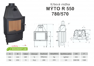 Krbová vložka KOBOK - obloukové sklo KOBOK MÝTO R550 780/570