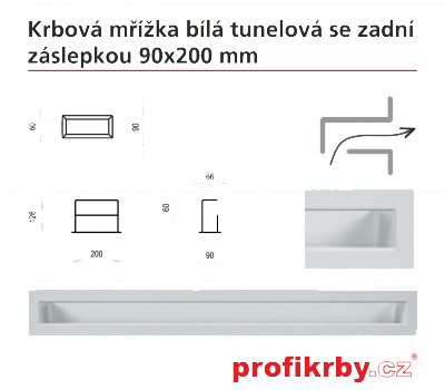 Krbová mřížka Kratki bílá Tunelová/se zadní záslepkou 90x200