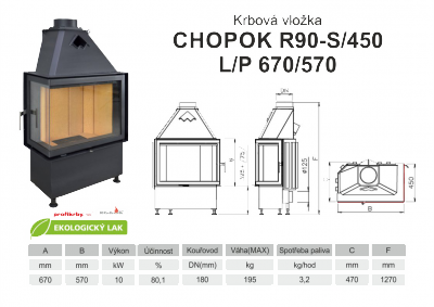 Krbová vložka KOBOK KOBOK CHOPOK R90Sx450 670 570 - Rohová - Levá