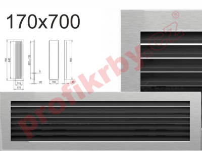 Krbová mřížka Kratki INOX lamelová 170x700