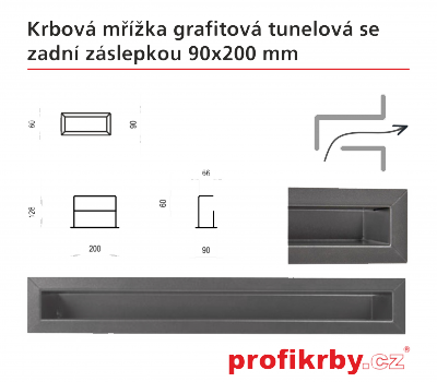 Krbová mřížka Kratki grafitová Tunelová/se zadní záslepkou 90x200