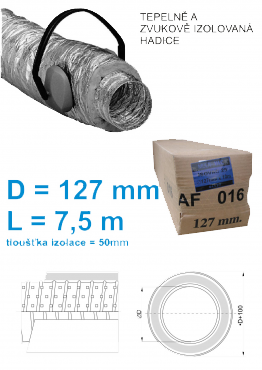 tepelně a zvukově izolovaná trubka Multi-VAC DS50127 Al - D127 L7,5m  - tloušťka izolace 50 mm