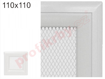 Krbová mřížka Kratki profil rámečku Oskar bílá, rozměr 110x110 mm
