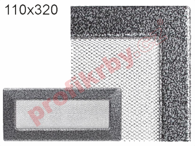 Krbová mřížka Kratki lakovaná, rozměr černo-stříbrná, rozměr 110x320 mm