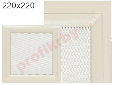 Krbová mřížka Kratki profil rámečku Oskar krémová, rozměr 220x220 mm