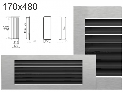 Krbová mřížka Kratki INOX lamelová 170x480