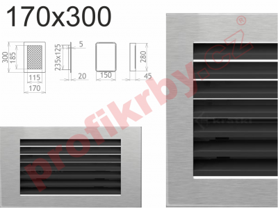 Krbová mřížka Kratki INOX lamelová 170x300