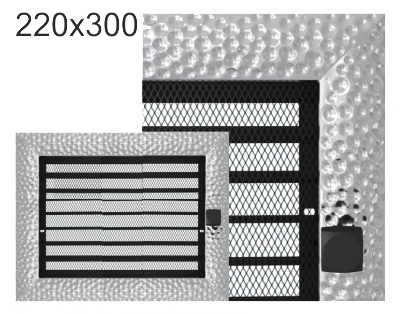 Krbová mřížka exkluzívní Kratki VENUS niklovaná s žaluzií 220x300