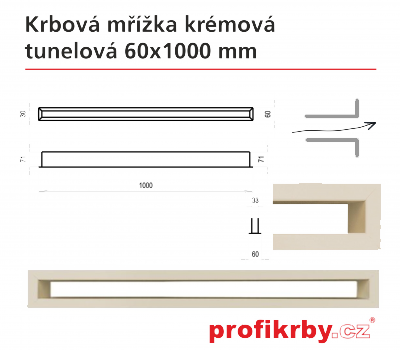 Krbová mřížka Kratki Krémová Tunelová 60x1000