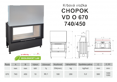 Krbová vložka KOBOK KOBOK CHOPOK O 670 (740) 450 VD s výsuvem, oboustranná