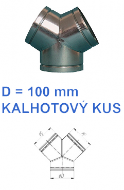 vzduchotechnická tvarovka WENTOR KK45 100-100 kalhotový kus 45