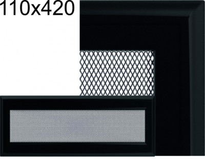 Krbová mřížka Kratki profil rámečku Oskar černá, rozměr 110x420 mm