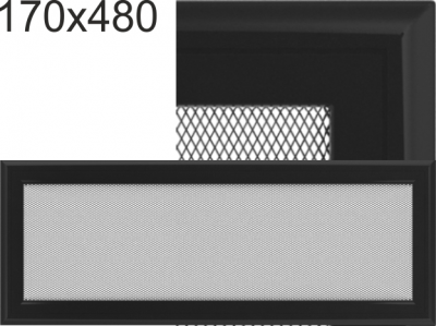 Krbová mřížka Kratki profil rámečku Oskar černá, rozměr 170x480 mm