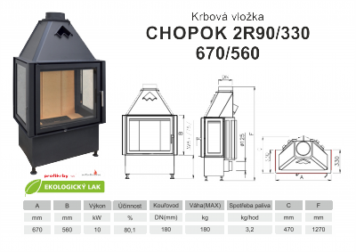 Krbová vložka KOBOK KOBOK CHOPOK 2R90x330 670 560 - Třístranná - troje dveře