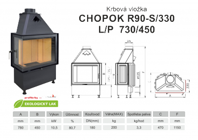 Krbová vložka KOBOK KOBOK CHOPOK R90Sx330 730 450 - Rohová - Pravá