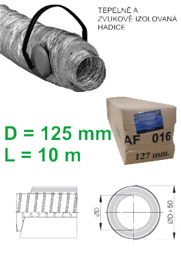 tepelně a zvukově izolovaná trubka Multi-VAC DS127 Al - D125 L10m - izolace 25mm