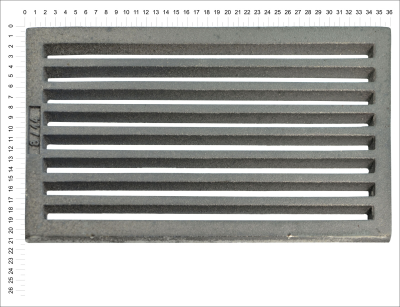 Litinový rošt pro kamna a krby Termopen rošt obdélníkový-plochý R8x14 rozměry 210x367 mm tloušťka 15 mm