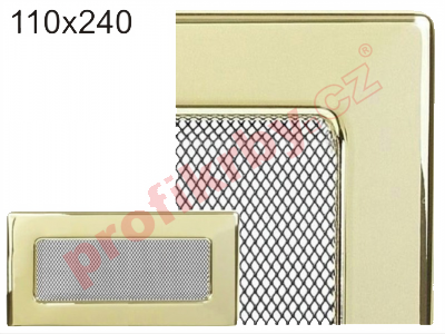 Krbová mřížka Kratki galvanizovaná zlatá, rozměr 110x240 mm