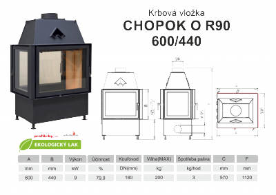 Krbová vložka KOBOK KOBOK CHOPOK R90 O x570 600 440 - Třístranná - troje dveře