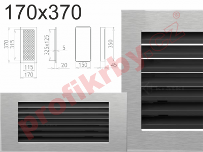 Krbová mřížka Kratki INOX lamelová 170x370