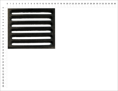 Litinový rošt pro kamna a krby Termopen rošt obdélníkový-plochý R5x6 rozměry 132x158 mm tloušťka 15 mm