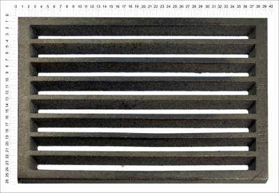 Litinový rošt pro kamna a krby Termopen rošt obdélníkový-plochý R10x15 rozměry 263x392 mm tloušťka 15 mm