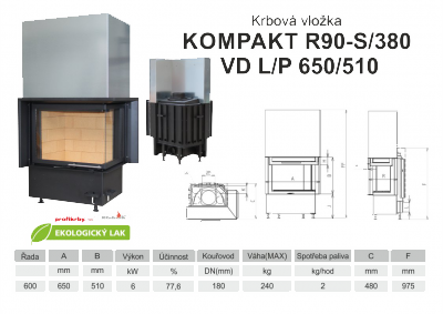 Krbová vložka KOBOK s výsuvem KOBOK KOMPAKT VD R90Sx330 (380) 600 (650) 510 - Rohová - Pravá s výsuvem