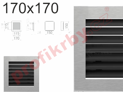 Krbová mřížka Kratki INOX lamelová 170x170