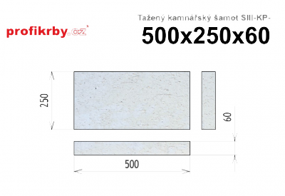 Kamnářská šamotová deska tloušťka 60 mm RHI Magnesita Tažený šamot SIII-KP - 500x250x60
