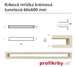 Krbová mřížka Kratki Krémová Tunelová 60x600