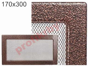 Krbová mřížka Kratki černo-měděná, rozměr 170x300 mm