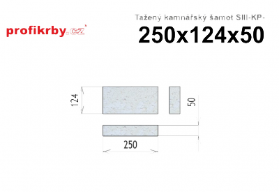 Kamnářská šamotová deska tloušťka 50 mm RHI Magnesita Tažený šamot SIII-KP - 250x124x50