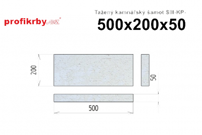 Kamnářská šamotová deska  tloušťka 50 mm RHI Magnesita Tažený šamot SIII-KP - 500x200x50