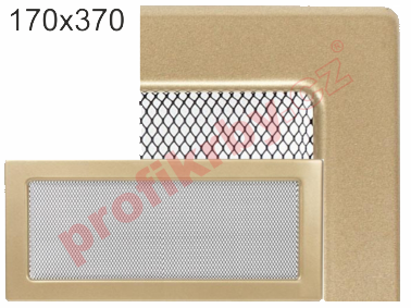 Krbová mřížka Kratki zlatá lakovaná, rozměr 170x370 mm