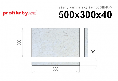 Kamnářská šamotová deska tloušťka 40 mm RHI Magnesita Tažený šamot SIII-KP - 500x300x40