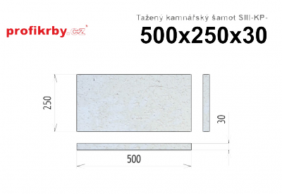 Kamnářská šamotová deska tloušťka 30 mm RHI Magnesita Tažený šamot SIII-KP - 500x250x30