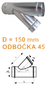 vzduchotechnická tvarovka Multi-VAC OBJ 45 150 150 odbočka jednoduchá 45