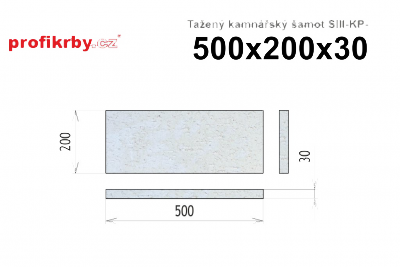 Kamnářská šamotová deska tloušťka 30 mm RHI Magnesita Tažený šamot SIII-KP - 500x200x30