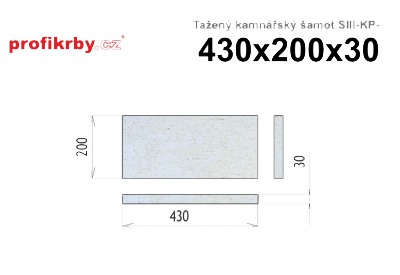 Kamnářská šamotová deska tloušťka 30 mm RHI Magnesita Tažený šamot SIII-KP - 430x200x30