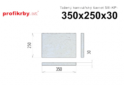 Kamnářská šamotová deska tloušťka 30 mm RHI Magnesita Tažený šamot SIII-KP - 350x250x30