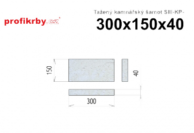 Kamnářská šamotová deska tloušťka 40 mm RHI Magnesita Tažený šamot SIII-KP - 300x150x40