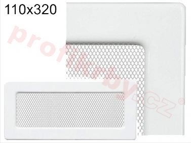 Krbová mřížka Kratki bílá, rozměr 110x320 mm