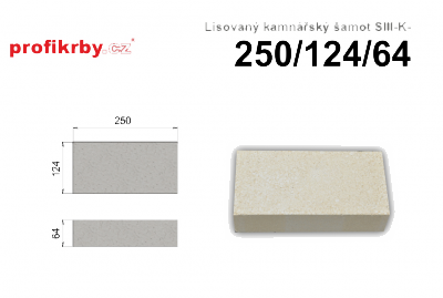 Kamnářská šamotová cihla profikrby Lisovaný šamot SIII-K - 250x124x64 (normálka lisovaná)