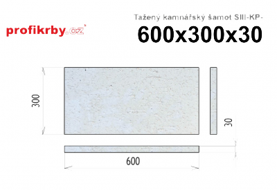 Kamnářská šamotová deska tloušťka 30 mm RHI Magnesita Tažený šamot SIII-KP - 600x300x30