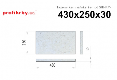 Kamnářská šamotová deska tloušťka 30 mm RHI Magnesita Tažený šamot SIII-KP - 430x250x30