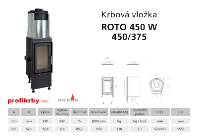 Krbová vložka KOBOK KOBOK ROTO 450 580/375 s výměníkem