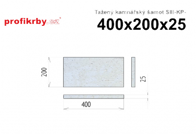 Kamnářská šamotová deska tloušťka 25 mm RHI Magnesita Tažený šamot SIII-KP - 400x200x25