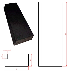 Náhradní díly KOBOK - dno kolem roštu - barva tmavá Kobok Vyzdívka tmavá KOBOK dno s osazením 95x266-50 K-598 tloušťka 50mm barva tmavá