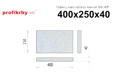 Kamnářská šamotová deska tloušťka 40 mm RHI Magnesita Tažený šamot SIII-KP - 400x250x40
