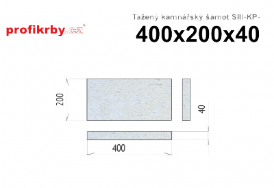 Kamnářská šamotová deska tloušťka 40 mm RHI Magnesita Tažený šamot SIII-KP - 400x200x40